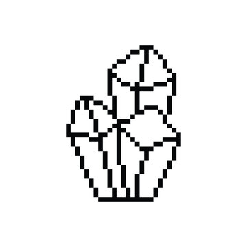  pixel crystal icon vector  pixel art quartz for 8 bit game