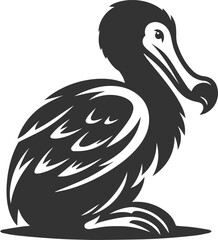 Vector drawing of a dodo bird silhouette black