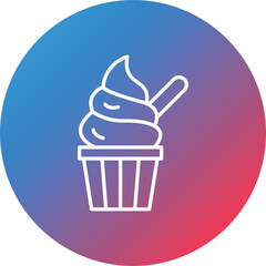 Ice Cream Cup Line Gradient Circle Background Icon