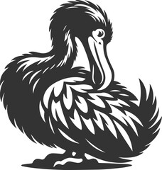 Vector drawing of a dodo bird silhouette black © MDAbdul