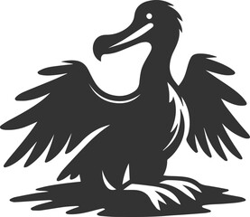 Vector drawing of a dodo bird silhouette black © MDAbdul
