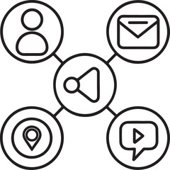 A versatile collection of line style social media symbols, ideal for branding, UI/UX design, or digital interface projects.