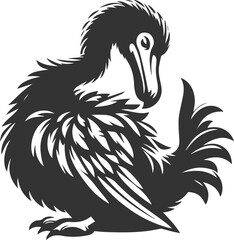 Vector drawing of a dodo bird silhouette black © MDAbdul