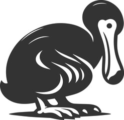 Vector drawing of a dodo bird silhouette black © MDAbdul