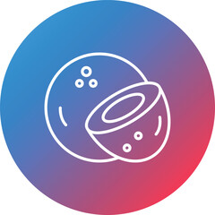 Coconut Line Gradient Circle Background Icon
