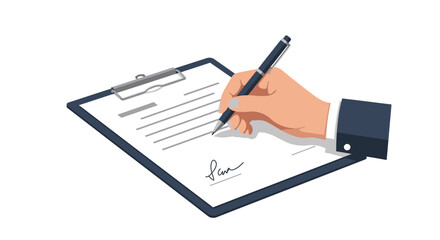 Signing a Document on a Clipboard