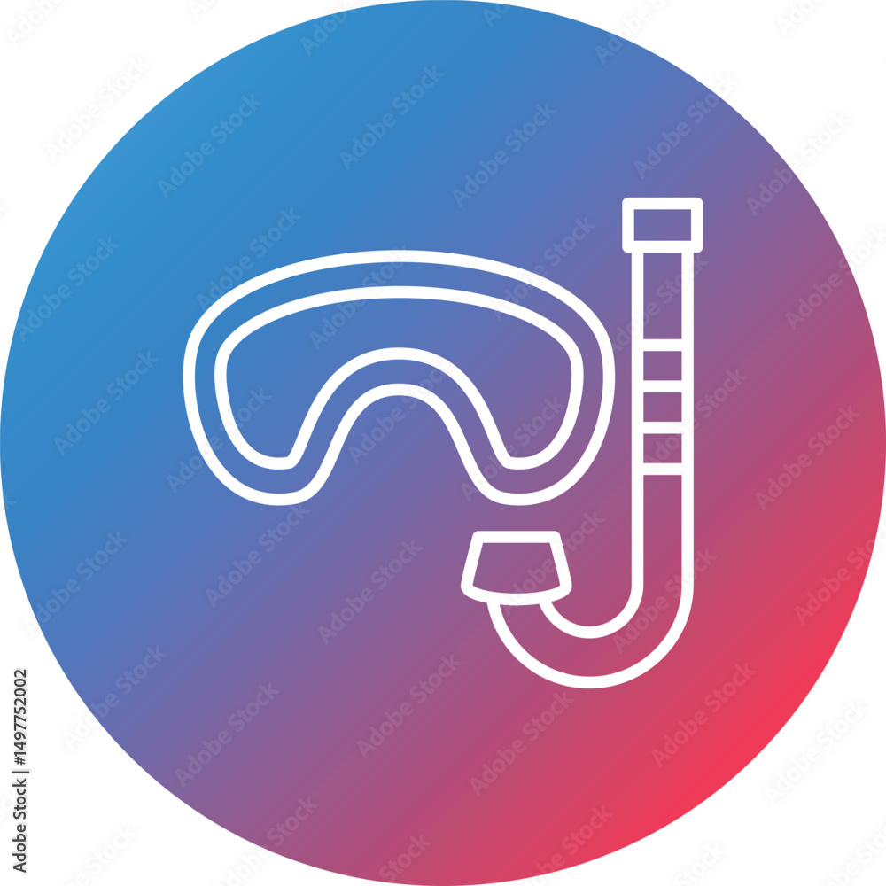 Poster snorkel line gradient circle background icon