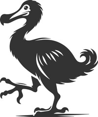 Vector drawing of a dodo bird silhouette black © MDAbdul