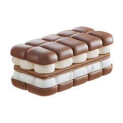 Obraz premium Ice cream sandwich bench with soft chocolate cushion layers and white center seat, dessert-inspired furniture, isolated on transparent background 