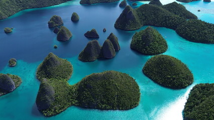 Remote lagoon at Wayag island consisting of limestone islands, Raja Ampat, West Papua, Indonesia