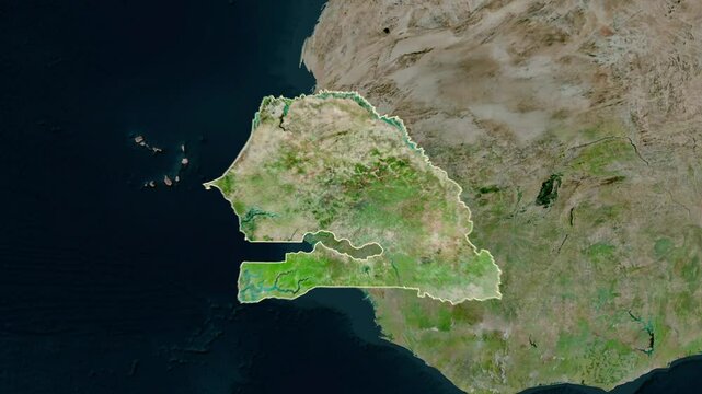 Senegal map - extract. Border. Satellite  map