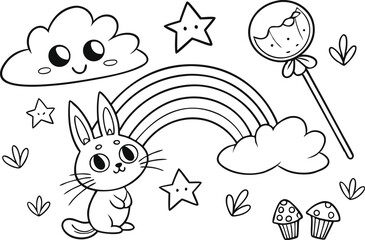 Cute Whimsical Themes Silhouette Design for Crafts and Art. Whimsical and Cute Silhouette Themes for Creative Projects. Adorable Whimsical Silhouette Design for Printing