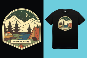 vintage mountain outdoors mountain artwork, explore the nature life, outdoors t shirt design for vector, Adventure vector artwork print design for t shirt and others.