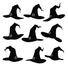 Witch Hat Silhouette Vector Set - Halloween Collection