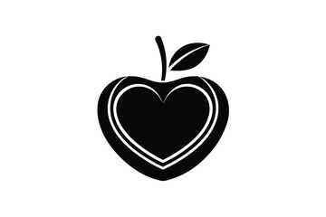 Heart shaped apple silhouette healthy eating love fruit