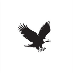 Black eagle in flight ascend logo design