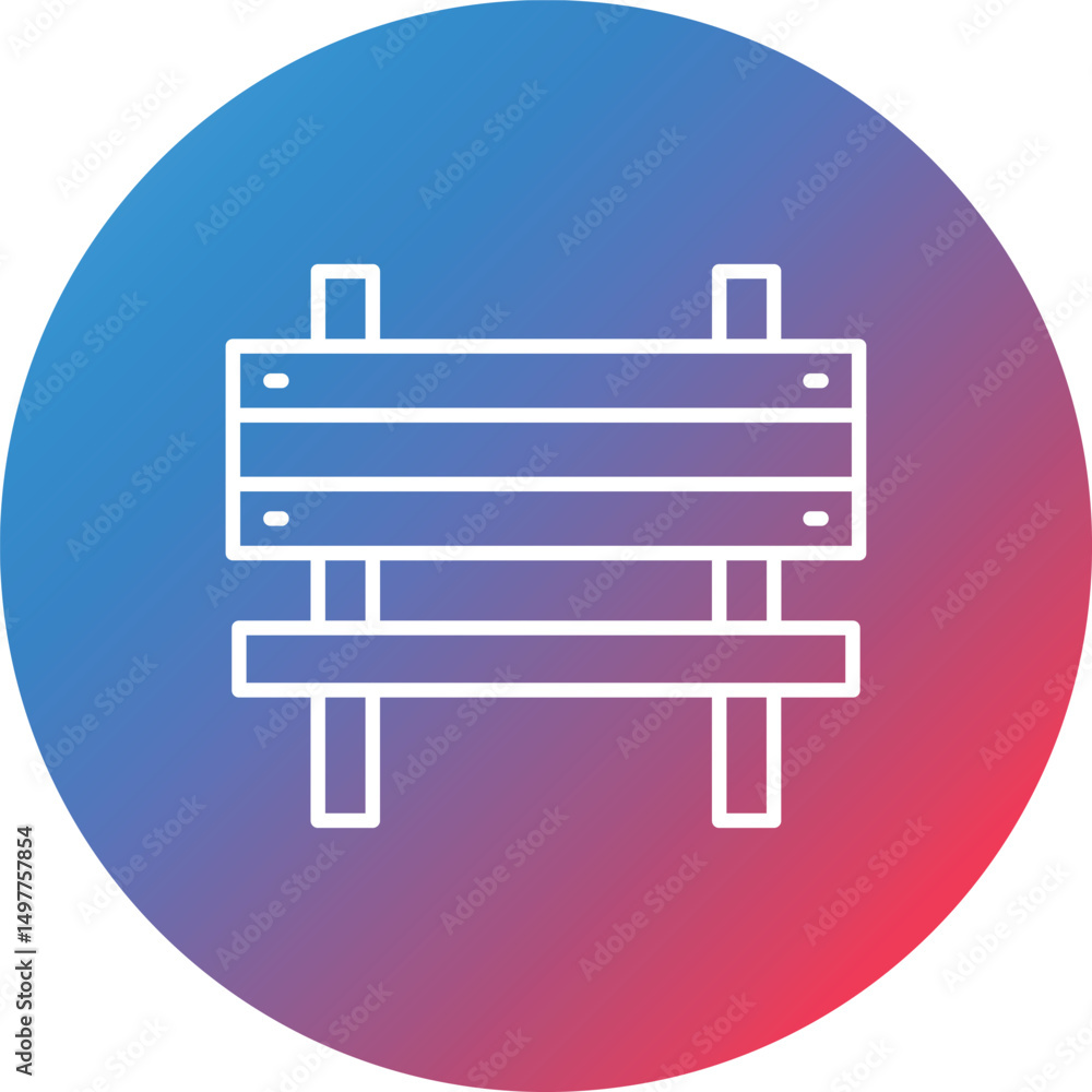 Poster bench line gradient circle background icon