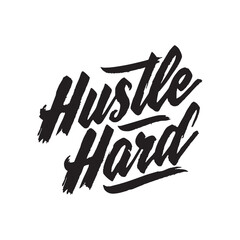 Fototapeta premium Stylish calligraphy text logo Hustle Hard