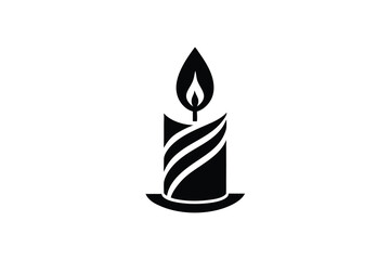 Lit candle silhouette icon design element