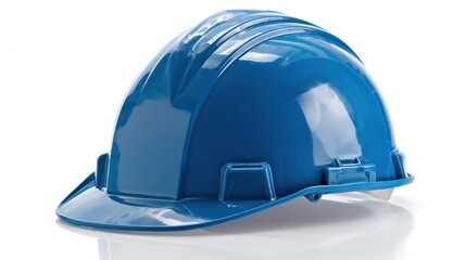 High-quality Blue Safety Helmet for Construction Work with Glossy Finish and Protective Design
