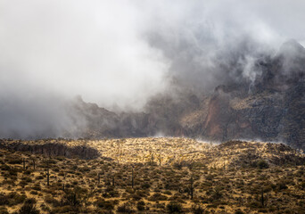 Fototapeta premium Mountains engulfed in fog