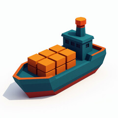 Marine Cargo Ship Crafted for Digital Art Exhibits, Educational Tools, and Creative Workshops for Students Globally