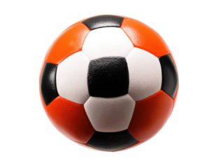 Orange, Black, and White Soccer Ball Classic Design, High-Quality Image