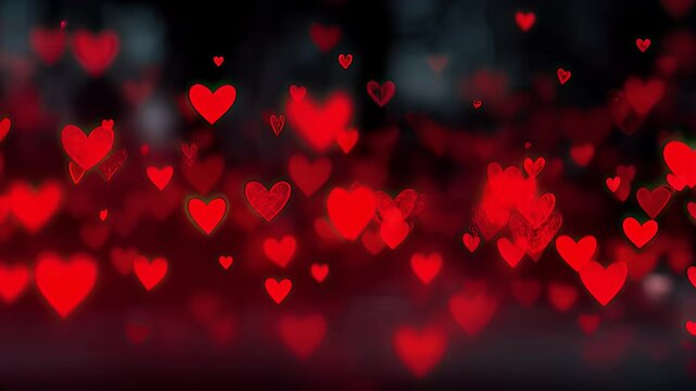 A vibrant background filled with floating red hearts, symbolizing love and affection.