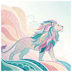 Lion animal abstract wallpaper in pastel colors