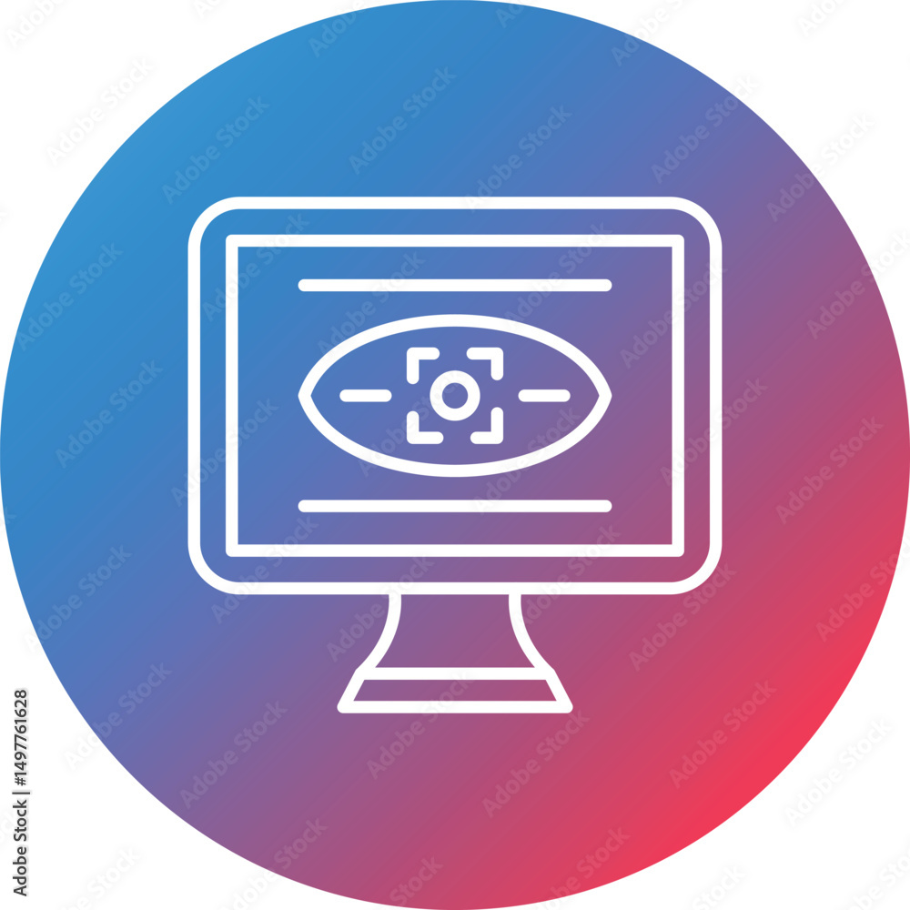 Poster security monitors line gradient circle background icon