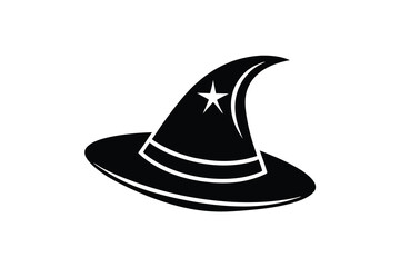 Witch hat silhouette halloween wizard magic star design