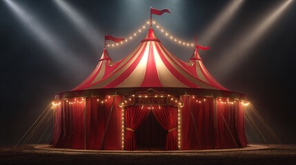 Vibrant 3D Circus Tent in Red Color - Stunning Entertainment and Fun Illustration
