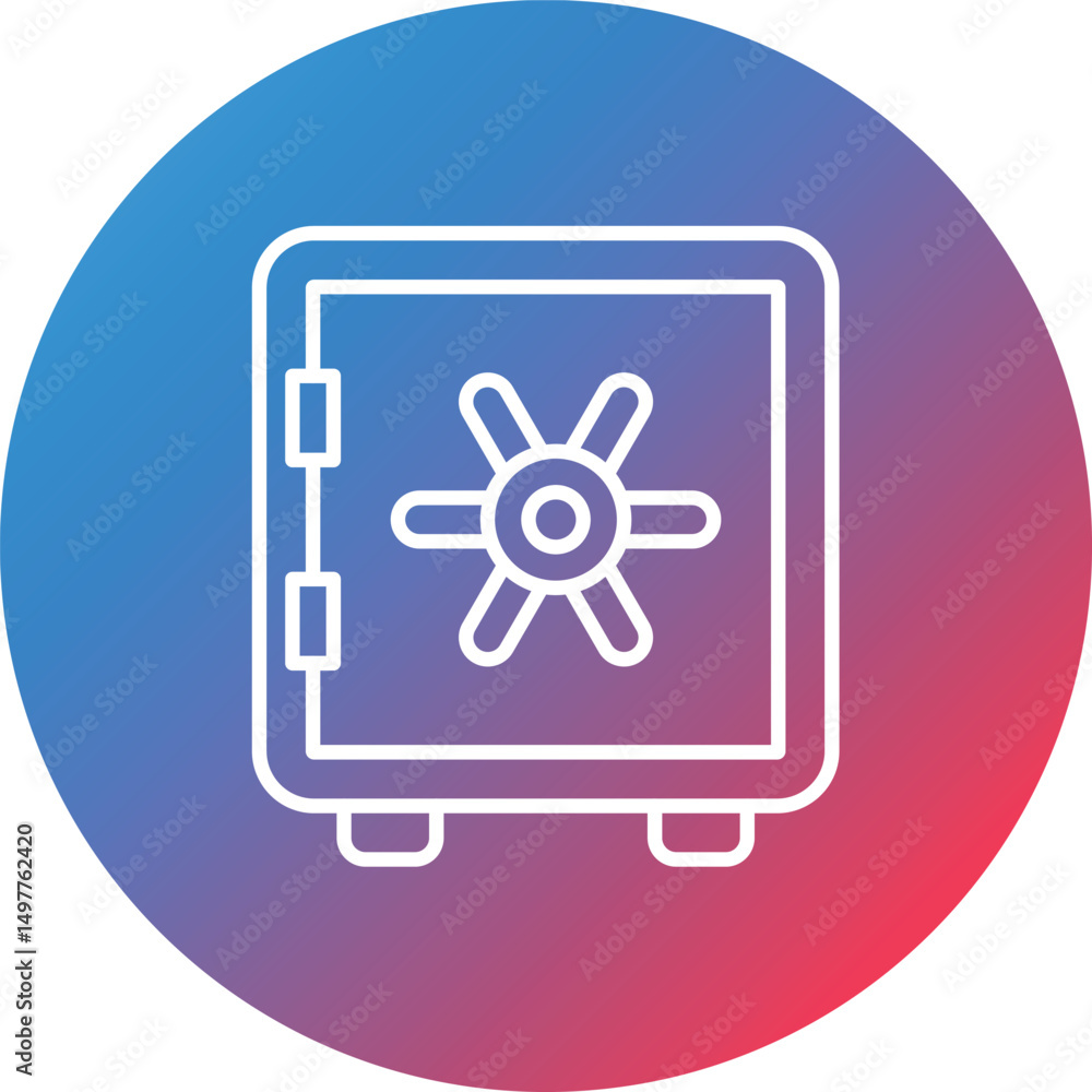 Poster strongbox line gradient circle background icon