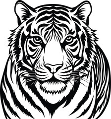 Obraz premium tiger head linocut vector