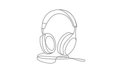 One Line Drawing of Headphones – Minimalist Line Art Illustration