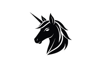 Majestic black unicorn head silhouette elegant design