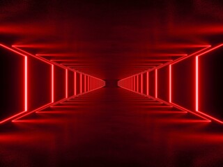 red lighting with interior empty space, 3d rendering sci-fi concept