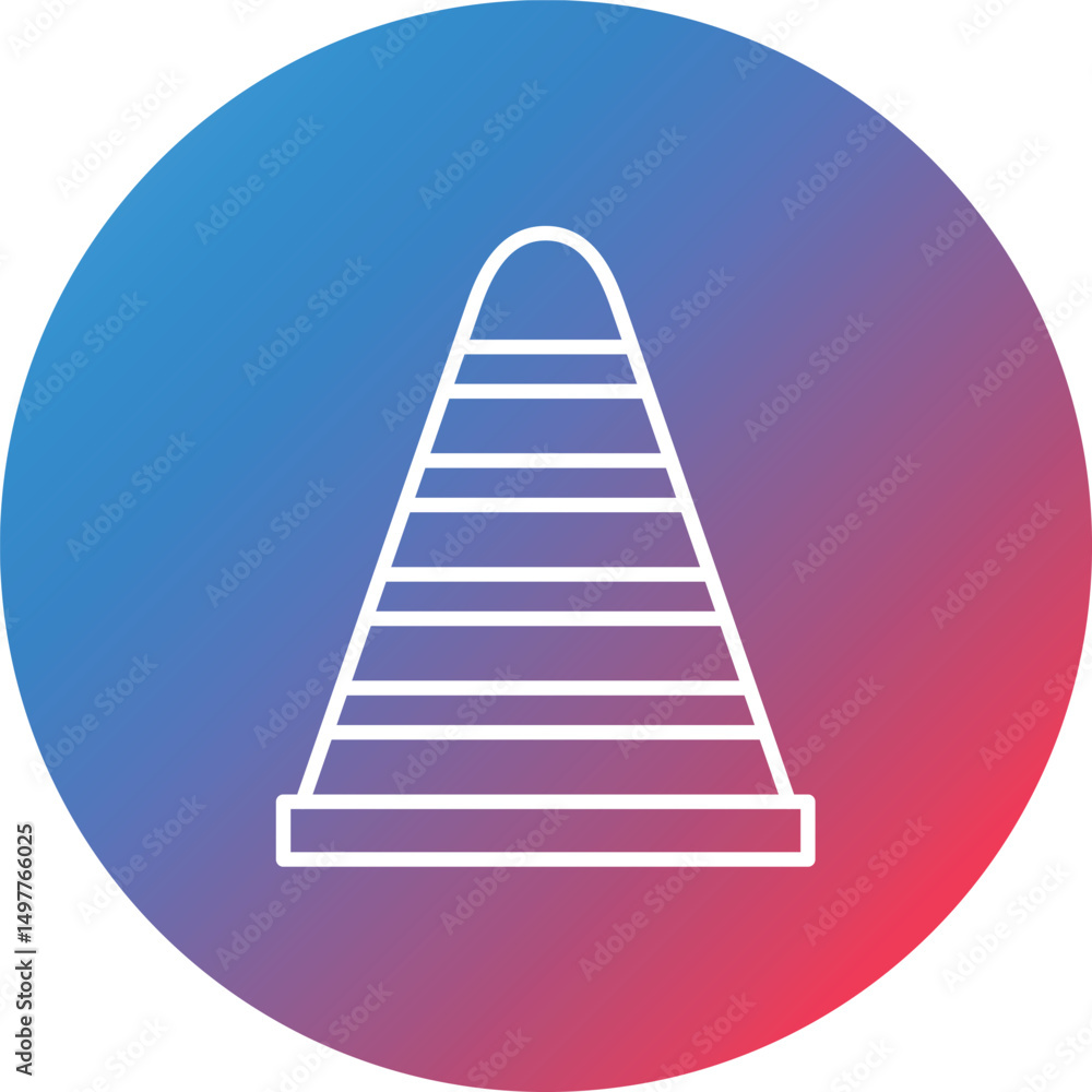 Poster traffic cone line gradient circle background icon
