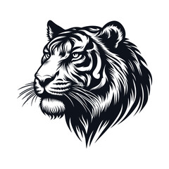 Lion and Tiger Head Vector Silhouettes in Tribal Wildlife Style