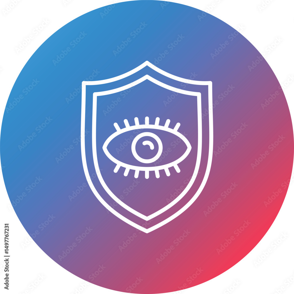 Poster Security Vision Line Gradient Circle Background Icon