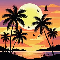 sunset on the beach scene.