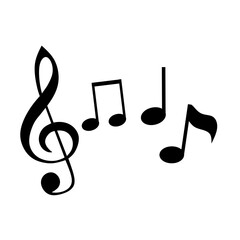 Musical notes melody simple icon set