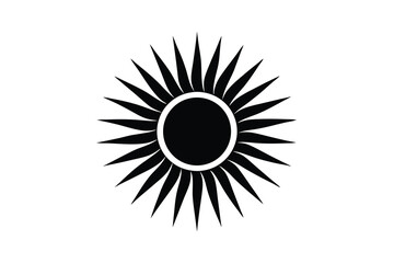 Black sun silhouette icon graphic design element