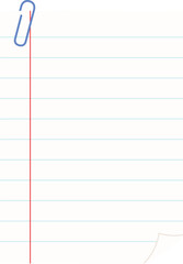 blank lined note with paper clip illustration