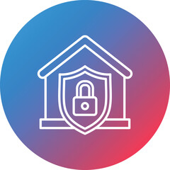 Home Security Line Gradient Circle Background Icon
