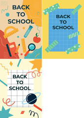 Back to School Notebook Cover Set – Flat Style Education Illustrations