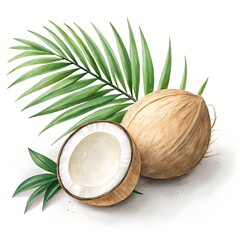 Coconut Fruit against White Background
