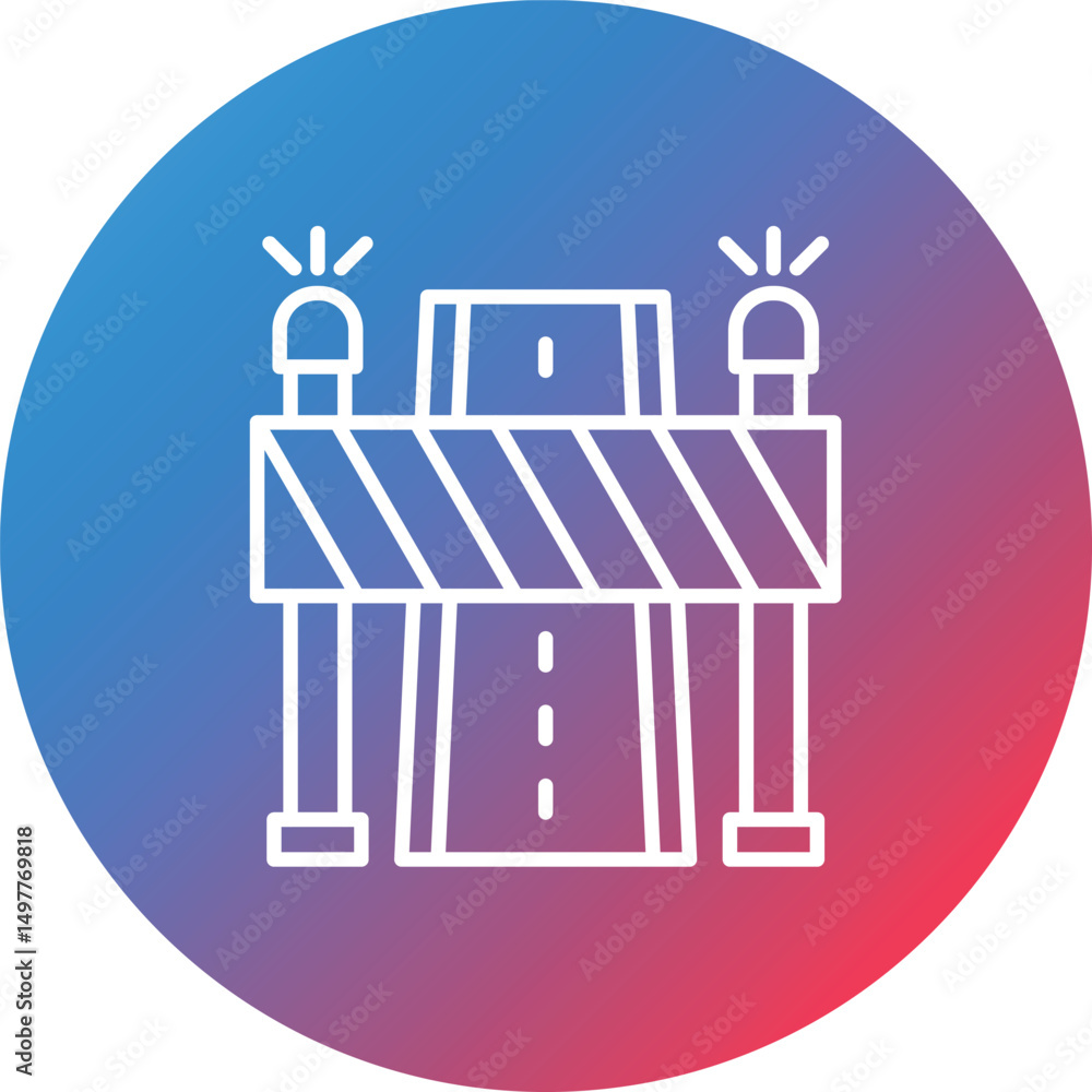 Poster road block line gradient circle background icon