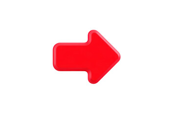 A shiny red arrow pointing to right on transparent background, symbolizing direction or movement. arrow is bold and glossy, making it stand out for emphasis in design projects