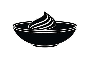 Creamy dessert in a bowl silhouette simple design